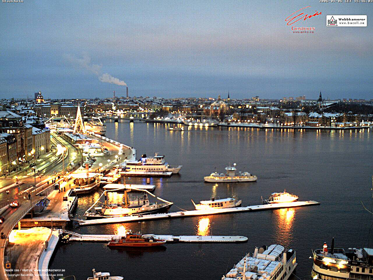 Webbkameror, Stockholm, webcam, väder, weather, Skeppsbron, julgran