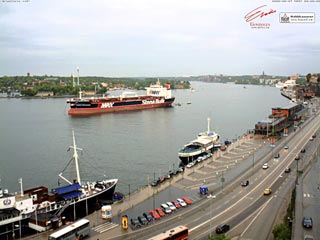 Webbkamera - Stenas bulkfartyg i strömmen, väder